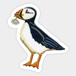 Gouache Flower Puffin Sticker